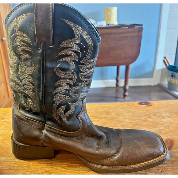 Justin Men’s Chet Brown Cowhide MJ1021 J124 Wide Square Toe 10D - Picture 5 of 16